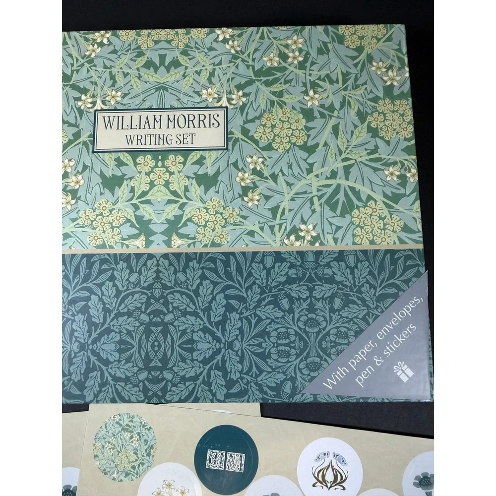 William Morris Jasmine Stationery Writing Set‎ Green Floral Arts Partial Set